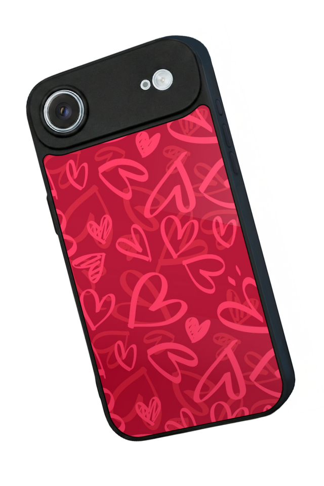iPhone 17 Air Uyumlu Kalp Love Tasarımlı Glossy Premium Kılıf