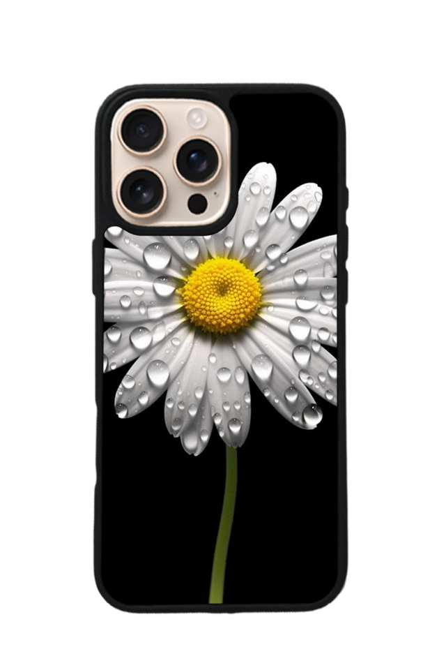 iPhone 15 Pro Uyumlu Papatya Tasarımlı Glossy Premium Kılıf