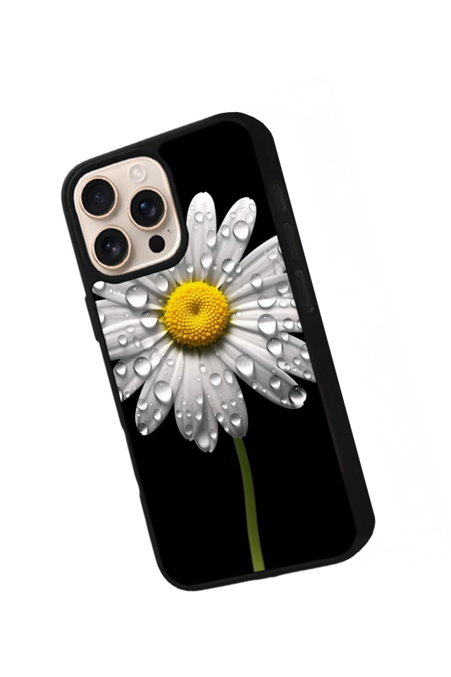 iPhone 15 Pro Uyumlu Papatya Tasarımlı Glossy Premium Kılıf