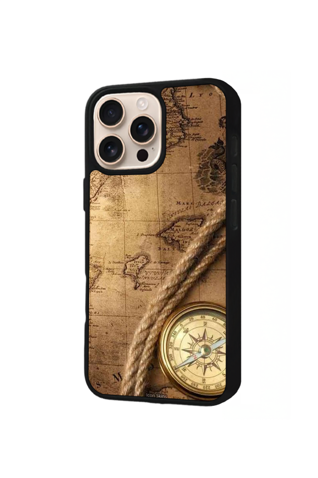 iPhone 15 Pro Max Uyumlu Pusula Tasarımlı Glossy Premium Kılıf