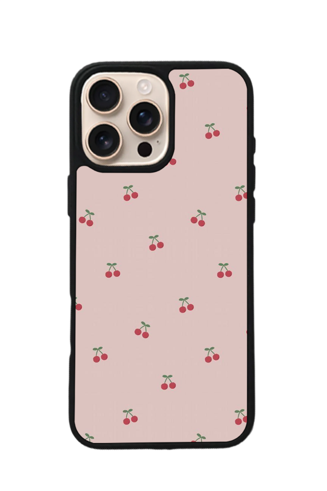 iPhone 16 Pro Uyumlu Kiraz Tasarımlı Glossy Premium Kılıf