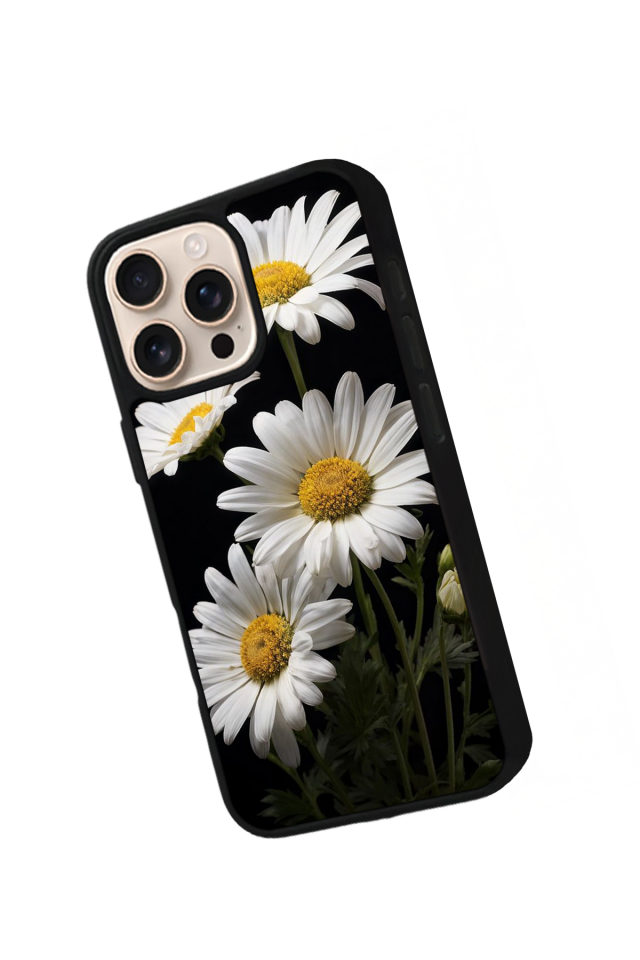 iPhone 15 Pro Uyumlu Papatya Tasarımlı Glossy Premium Kılıf