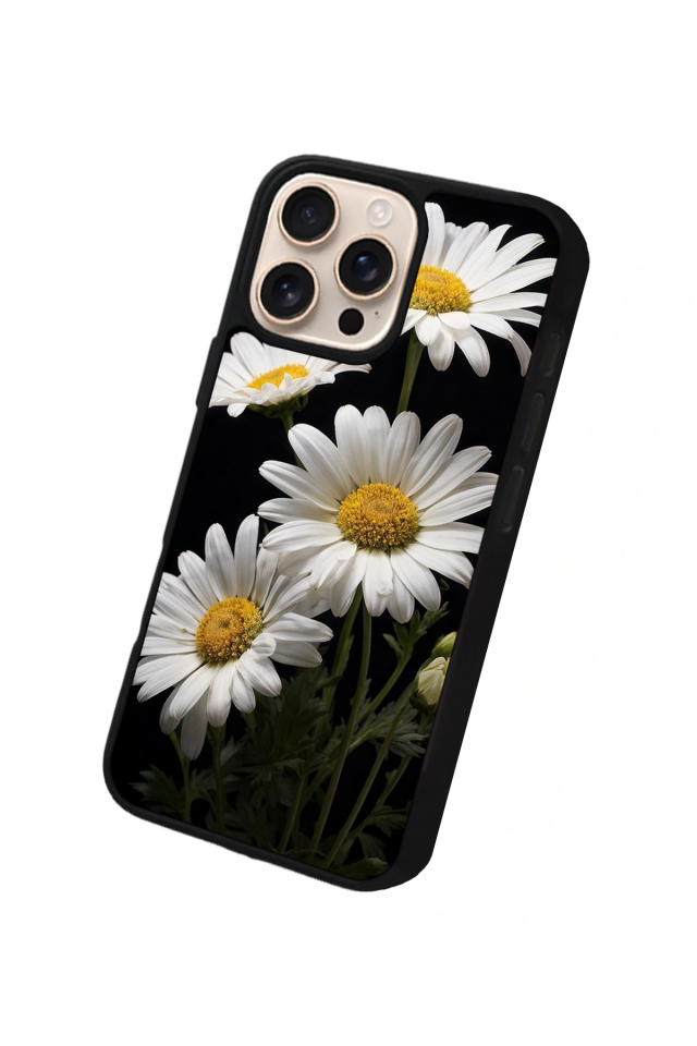 iPhone 15 Pro Uyumlu Papatya Tasarımlı Glossy Premium Kılıf