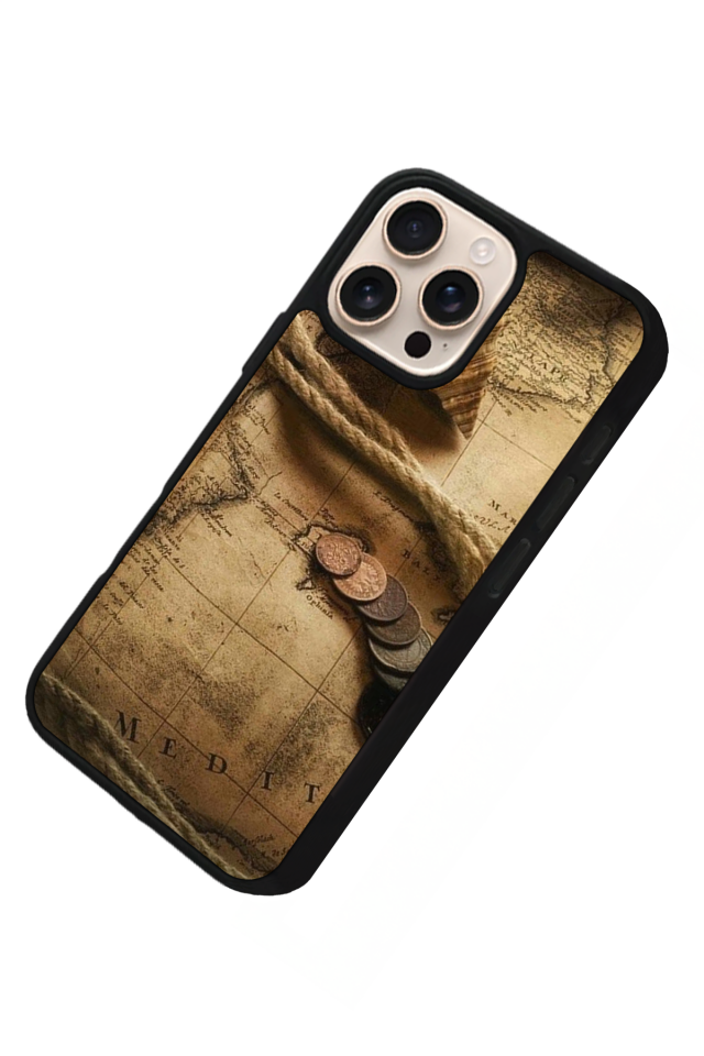 iPhone 15 Pro Max Uyumlu Pusula Tasarımlı Glossy Premium Kılıf