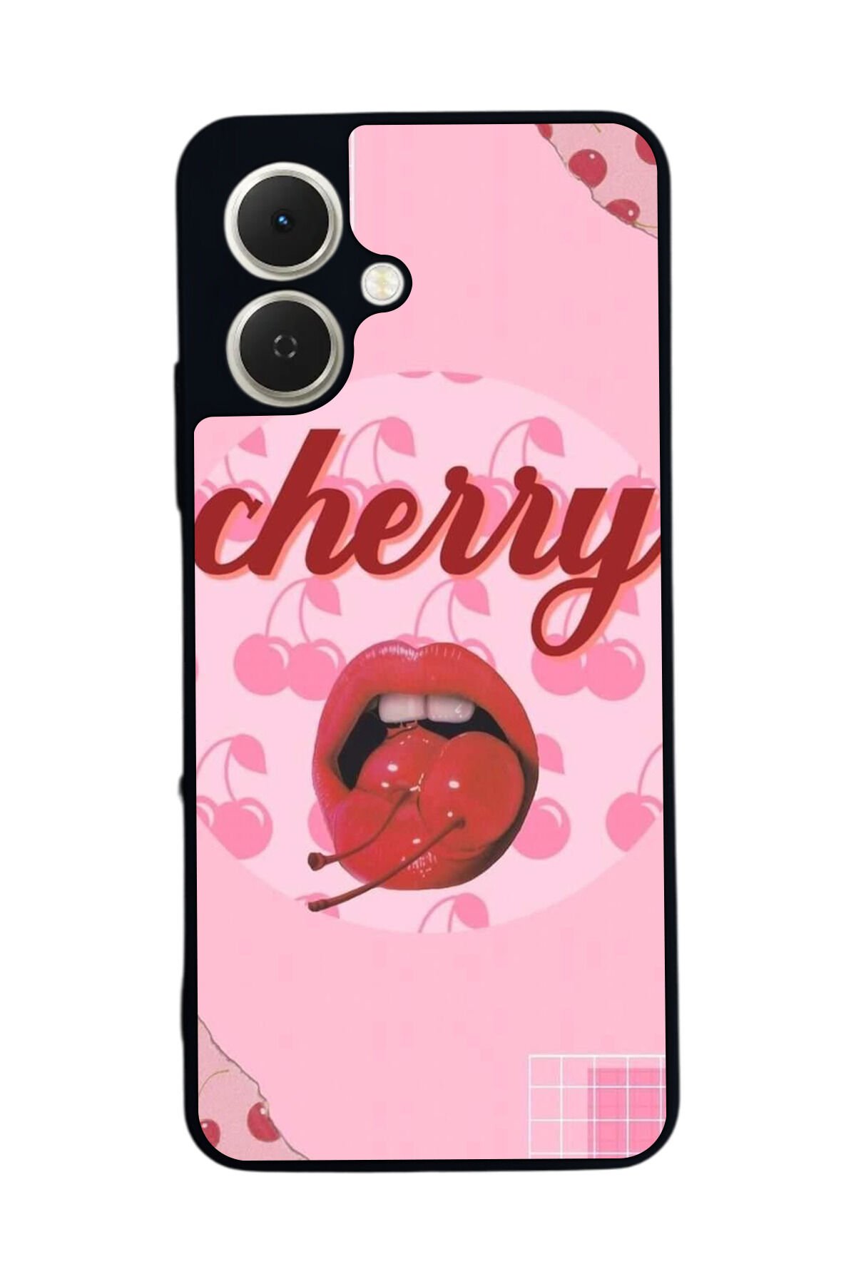 Tecno Spark GO 2 Uyumlu Kiraz Tasarımlı Glossy Premium Kılıf
