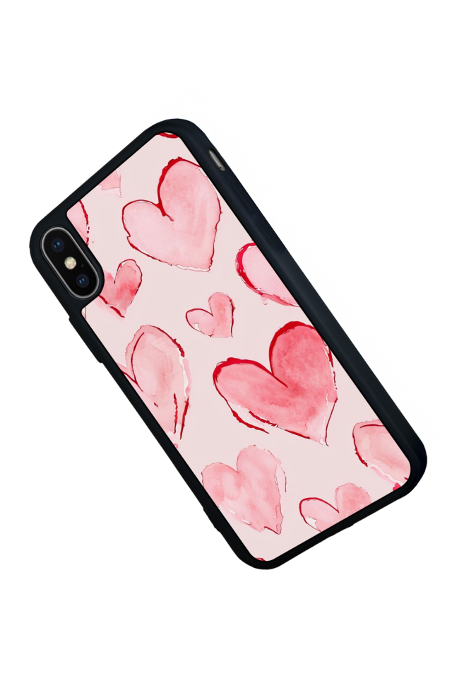 iPhone X/ XS Uyumlu Kalp Love Tasarımlı Glossy Premium Kılıf