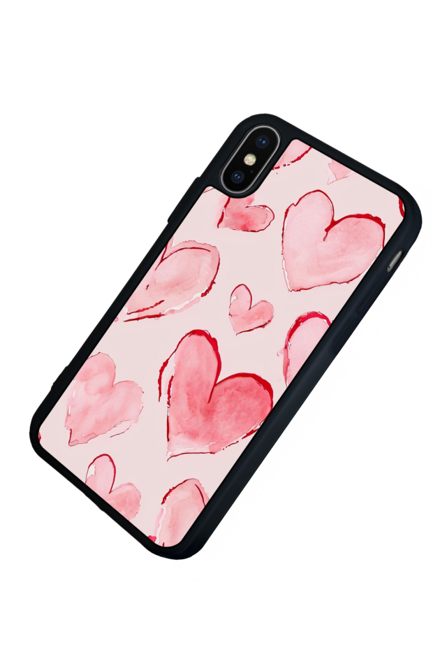 iPhone X/ XS Uyumlu Kalp Love Tasarımlı Glossy Premium Kılıf