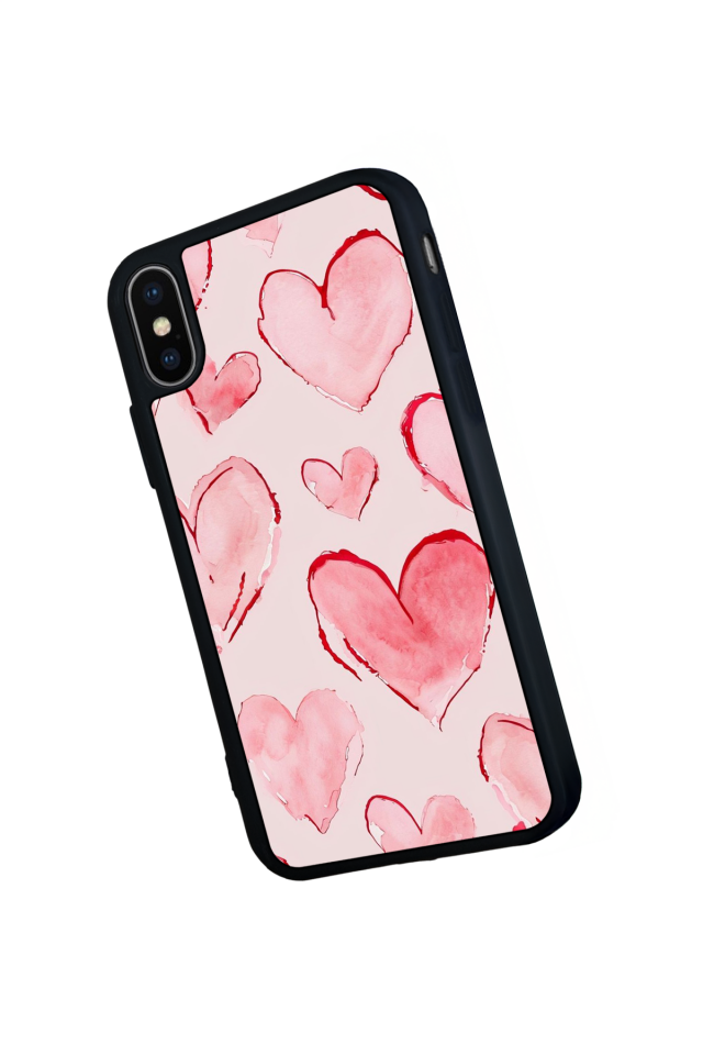 iPhone X/ XS Uyumlu Kalp Love Tasarımlı Glossy Premium Kılıf