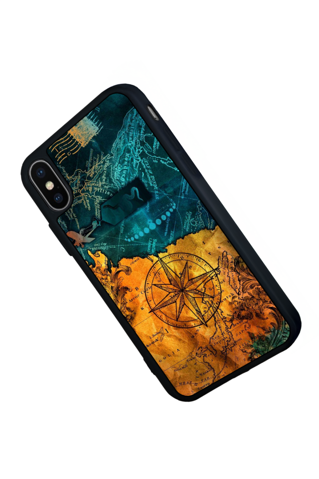 iPhone XS Max Uyumlu Pusula Tasarımlı Glossy Premium Kılıf