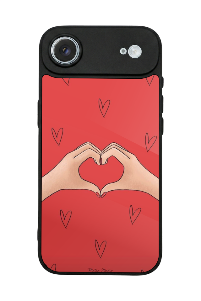 iPhone 17 Air Uyumlu Kalp Love Tasarımlı Glossy Premium Kılıf