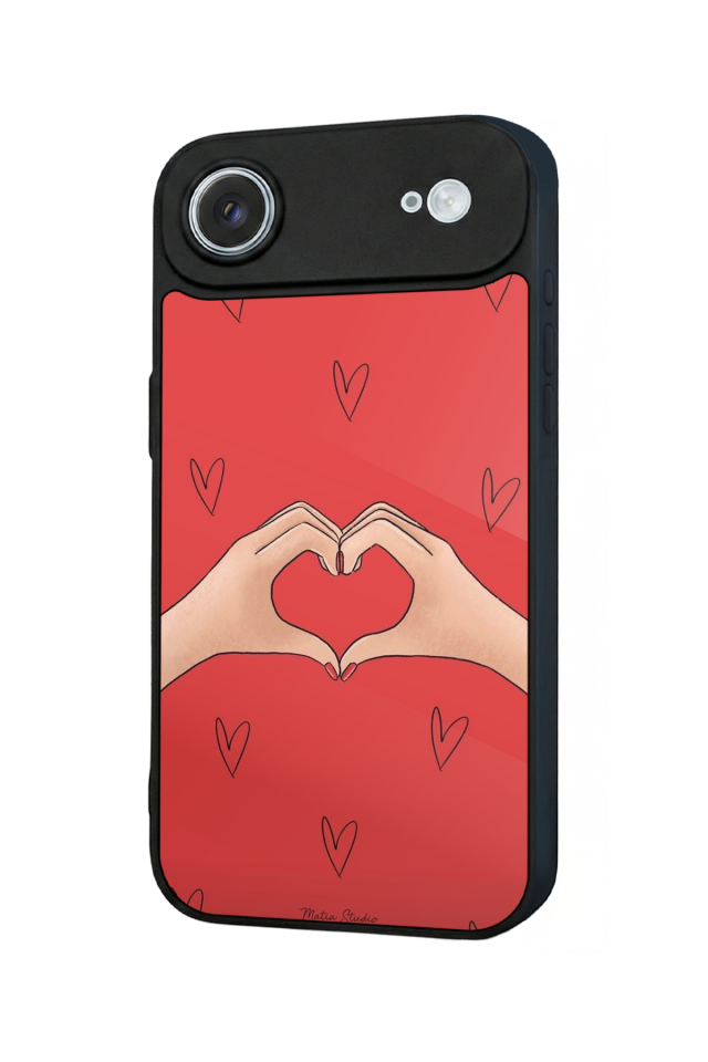 iPhone 17 Air Uyumlu Kalp Love Tasarımlı Glossy Premium Kılıf