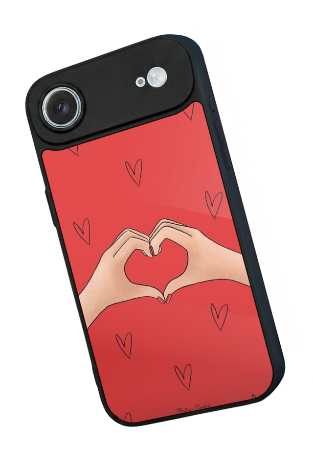 iPhone 17 Air Uyumlu Kalp Love Tasarımlı Glossy Premium Kılıf