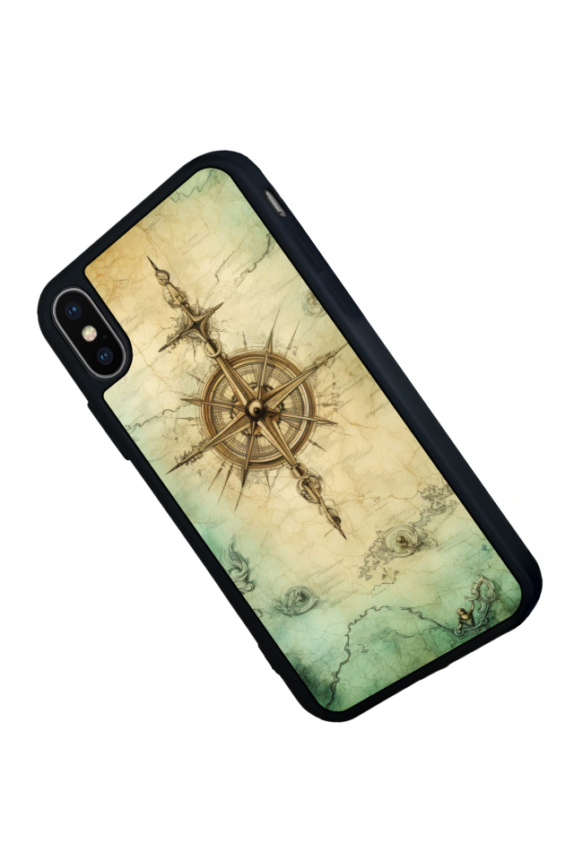 iPhone XS Max Uyumlu Pusula Tasarımlı Glossy Premium Kılıf