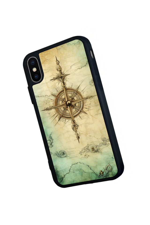 iPhone XS Max Uyumlu Pusula Tasarımlı Glossy Premium Kılıf