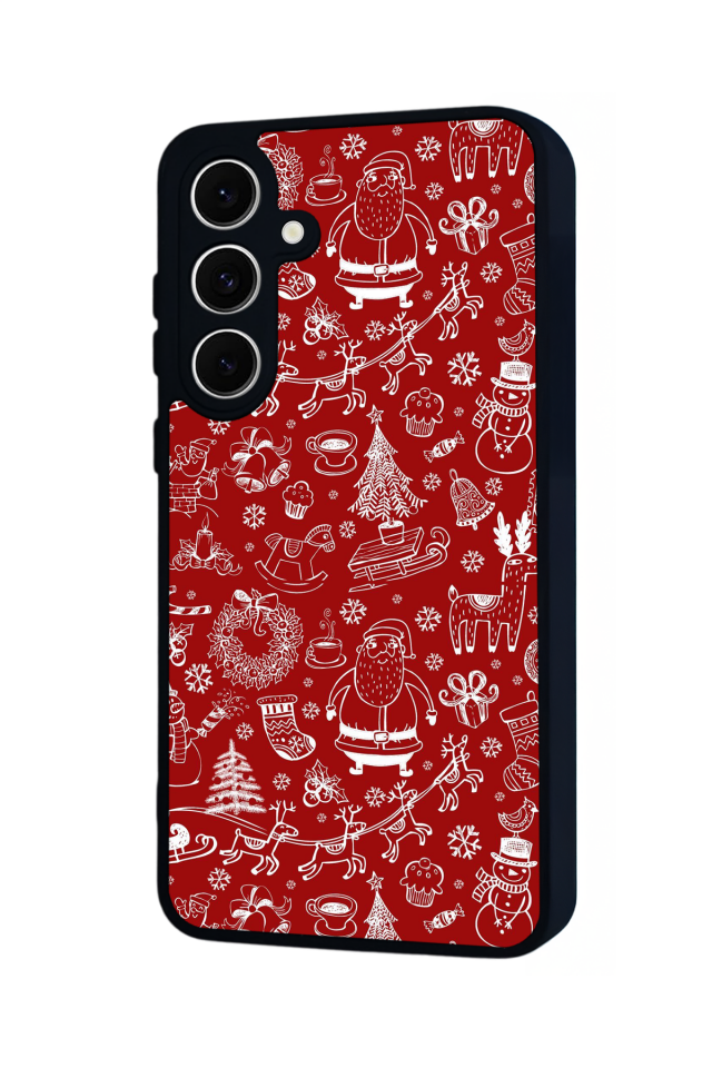 Samsung Galaxy S24 FE Uyumlu Kirmizi ve Kaplan Tasarımlı Glossy Premium Kılıf