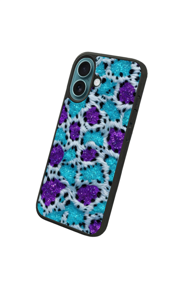 iPhone 16 Plus Uyumlu Hologram Leopar Tasarımlı Glossy Premium Kılıf