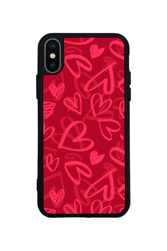 iPhone X/ XS Uyumlu Kalp Love Tasarımlı Glossy Premium Kılıf