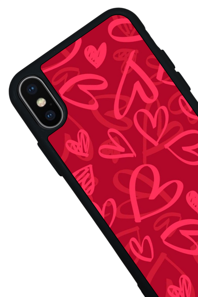 iPhone X/ XS Uyumlu Kalp Love Tasarımlı Glossy Premium Kılıf