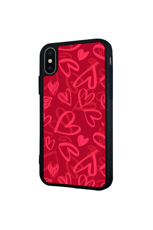 iPhone X/ XS Uyumlu Kalp Love Tasarımlı Glossy Premium Kılıf