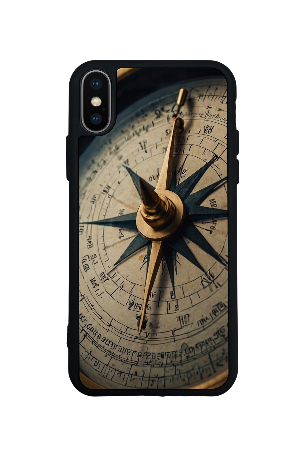 iPhone XS Max Uyumlu Pusula Tasarımlı Glossy Premium Kılıf