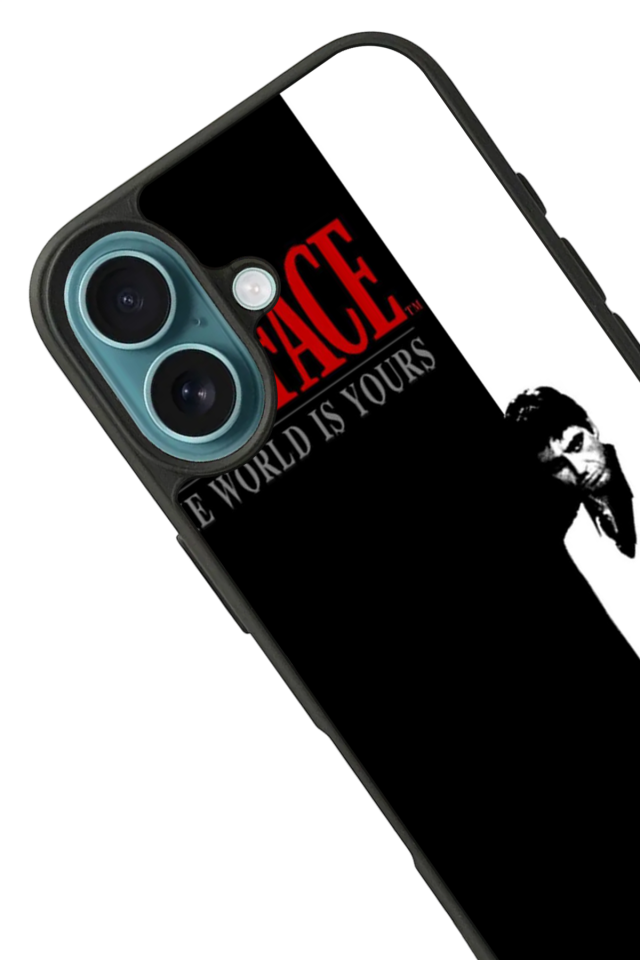 iPhone 16 Plus Uyumlu Scarface Tasarımlı Glossy Premium Kılıf