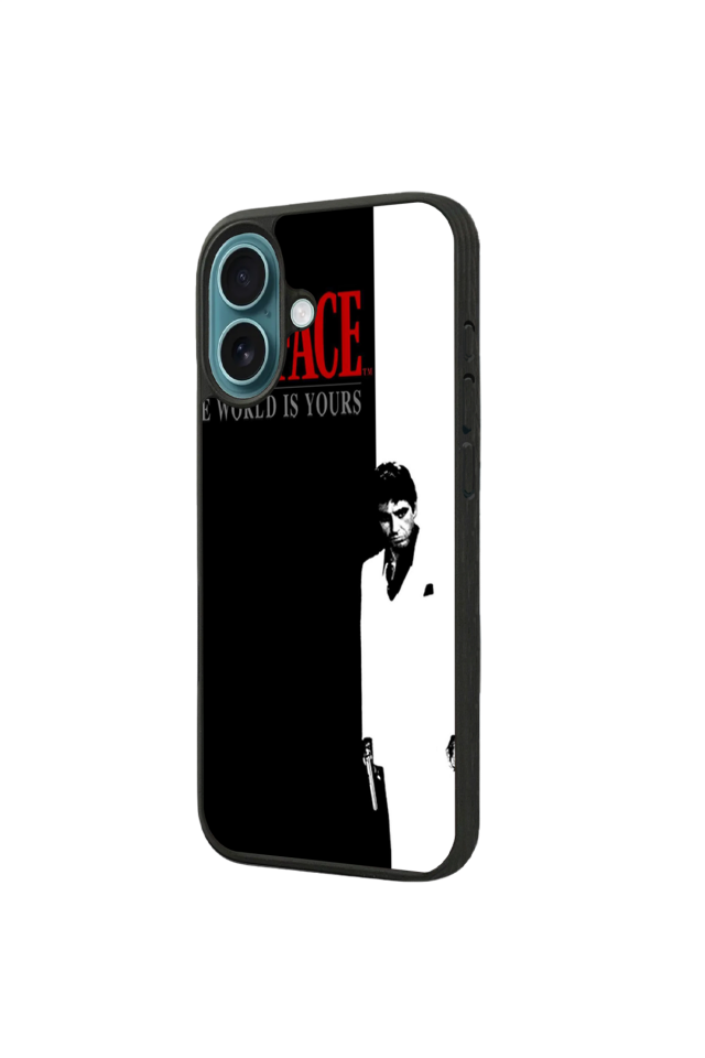 iPhone 16 Plus Uyumlu Scarface Tasarımlı Glossy Premium Kılıf