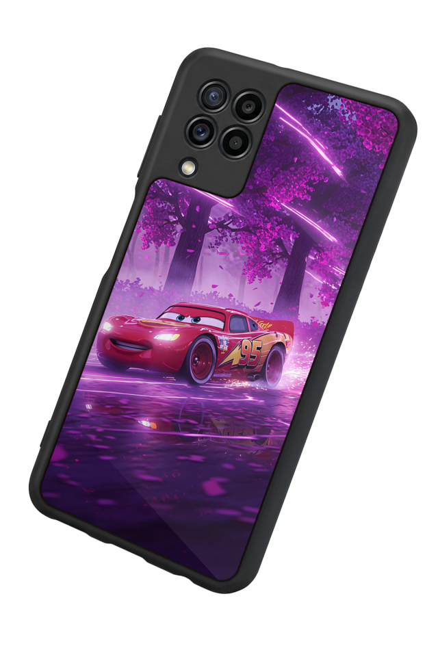 Samsung Galaxy M32 Uyumlu Şimsek McQueen Tasarımlı Glossy Premium Kılıf