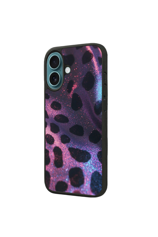 iPhone 16 Plus Uyumlu Hologram Leopar Tasarımlı Glossy Premium Kılıf