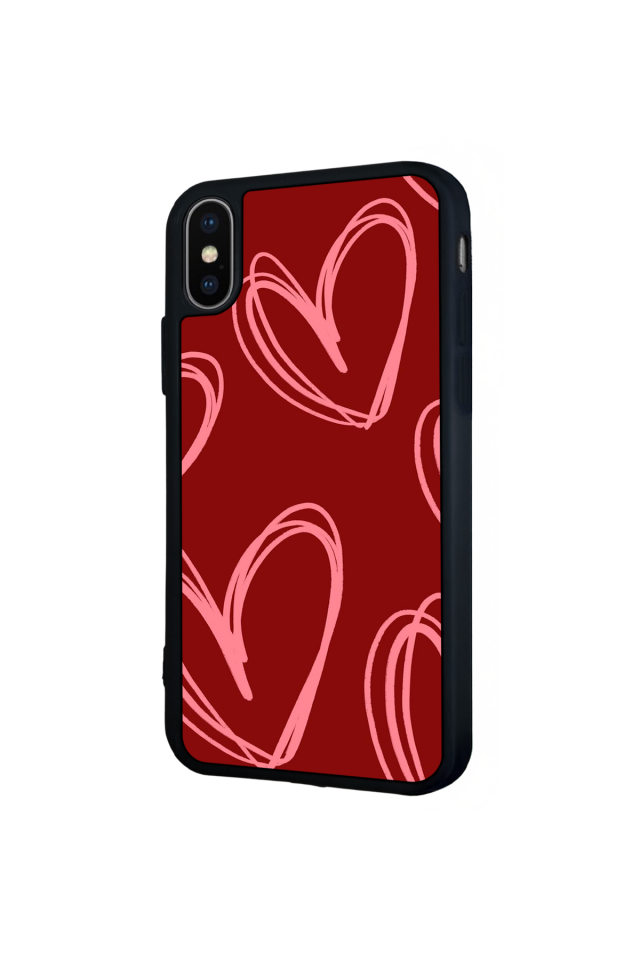 iPhone X/ XS Uyumlu Kalp Love Tasarımlı Glossy Premium Kılıf