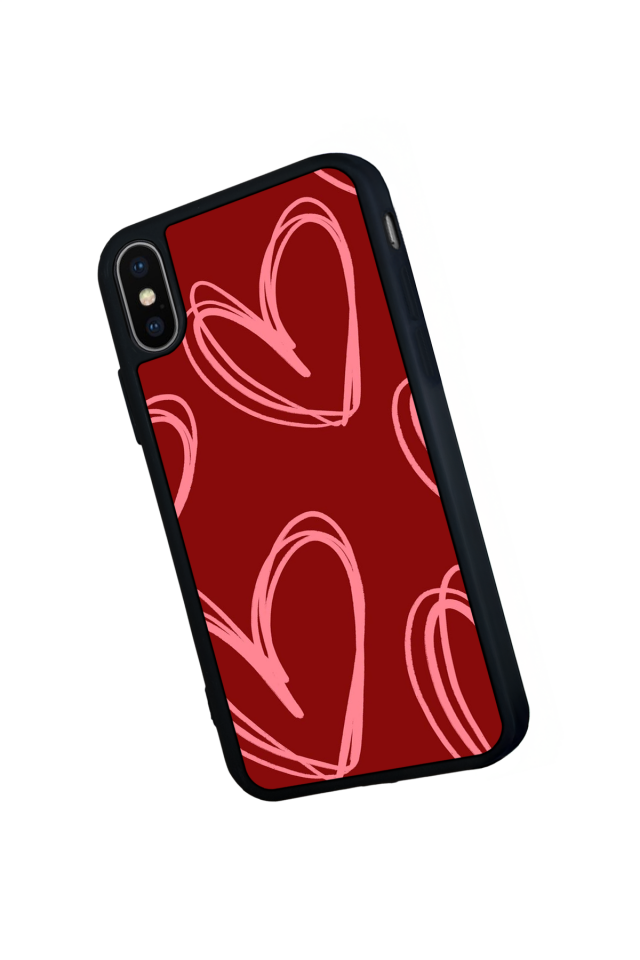 iPhone X/ XS Uyumlu Kalp Love Tasarımlı Glossy Premium Kılıf