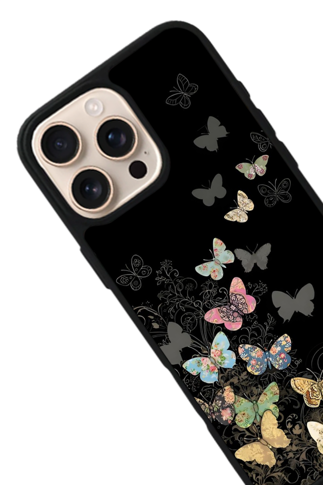 iPhone 15 Pro Uyumlu Kelebek Tasarımlı Glossy Premium Kılıf