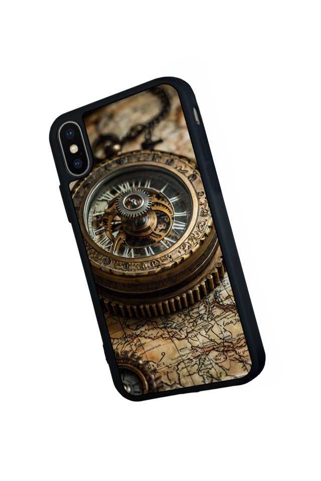 iPhone XS Max Uyumlu Pusula Tasarımlı Glossy Premium Kılıf