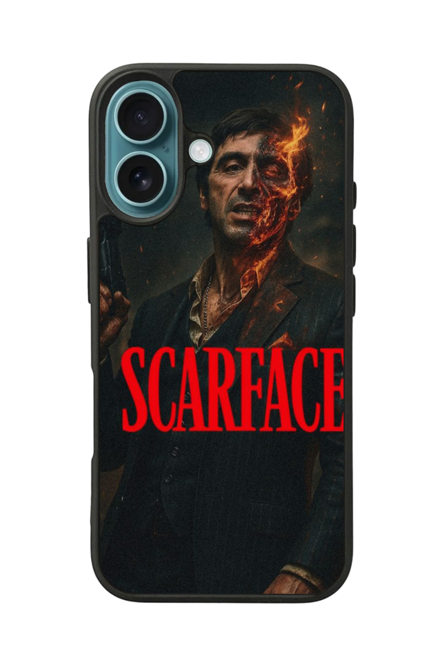 iPhone 16 Plus Uyumlu Scarface Tasarımlı Glossy Premium Kılıf