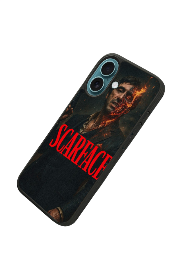 iPhone 16 Plus Uyumlu Scarface Tasarımlı Glossy Premium Kılıf