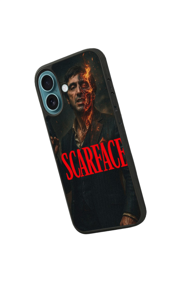 iPhone 16 Plus Uyumlu Scarface Tasarımlı Glossy Premium Kılıf
