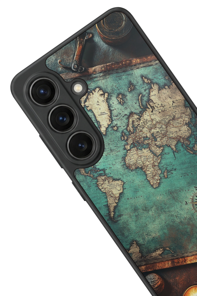 Samsung Galaxy S26 Uyumlu Harita Tasarımlı Glossy Premium Kılıf