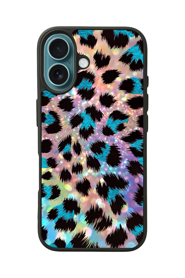 iPhone 16 Plus Uyumlu Hologram Leopar Tasarımlı Glossy Premium Kılıf