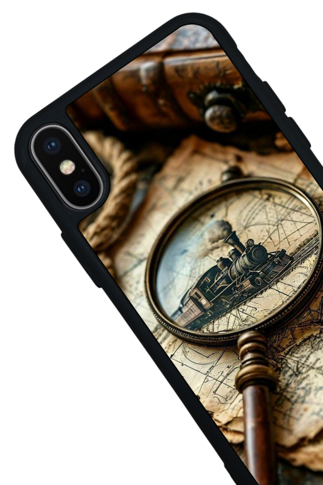 iPhone XS Max Uyumlu Pusula Tasarımlı Glossy Premium Kılıf