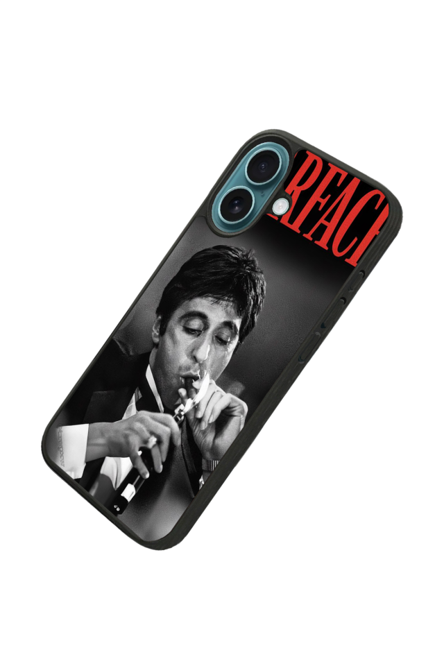 iPhone 16 Plus Uyumlu Scarface Tasarımlı Glossy Premium Kılıf