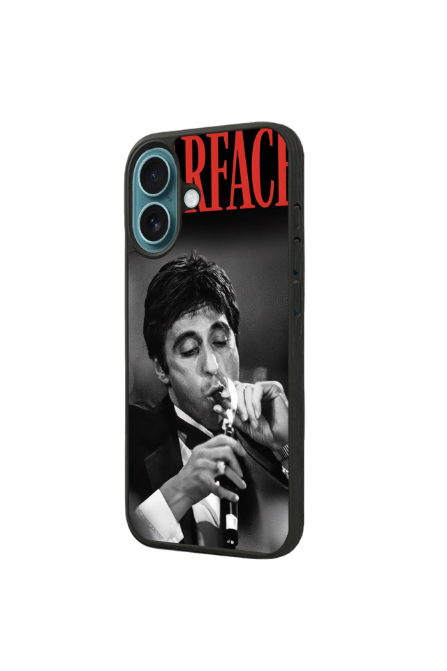 iPhone 16 Plus Uyumlu Scarface Tasarımlı Glossy Premium Kılıf