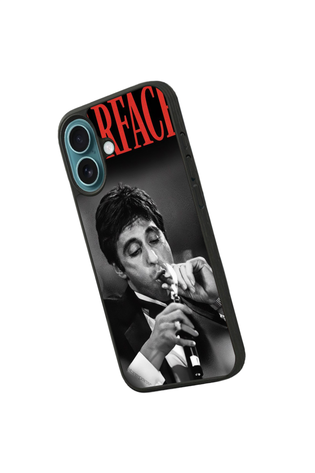 iPhone 16 Plus Uyumlu Scarface Tasarımlı Glossy Premium Kılıf