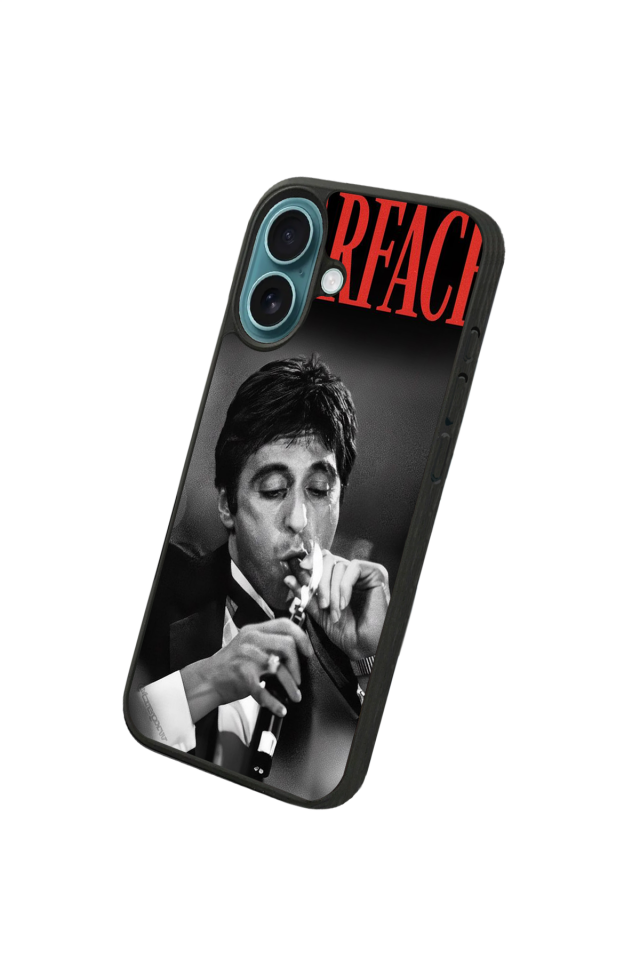 iPhone 16 Plus Uyumlu Scarface Tasarımlı Glossy Premium Kılıf