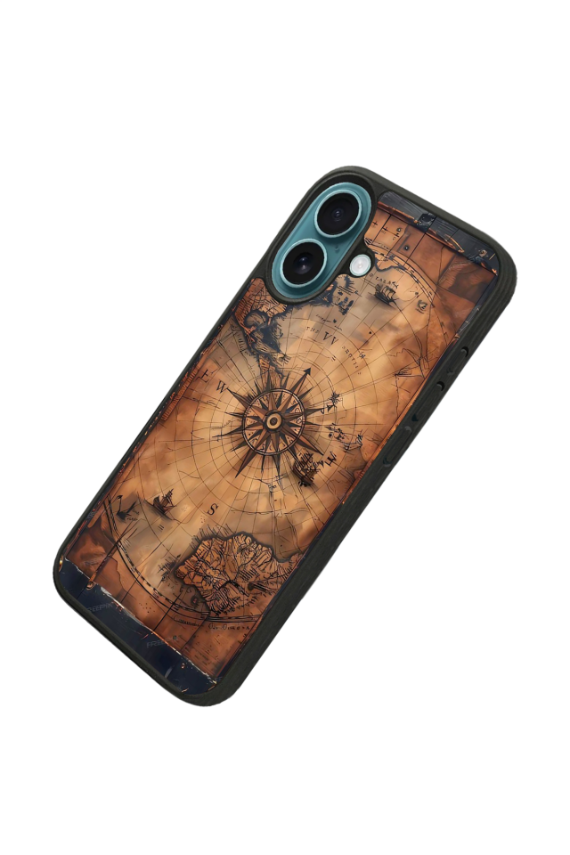 iPhone 16 Plus Uyumlu Harita Tasarımlı Glossy Premium Kılıf