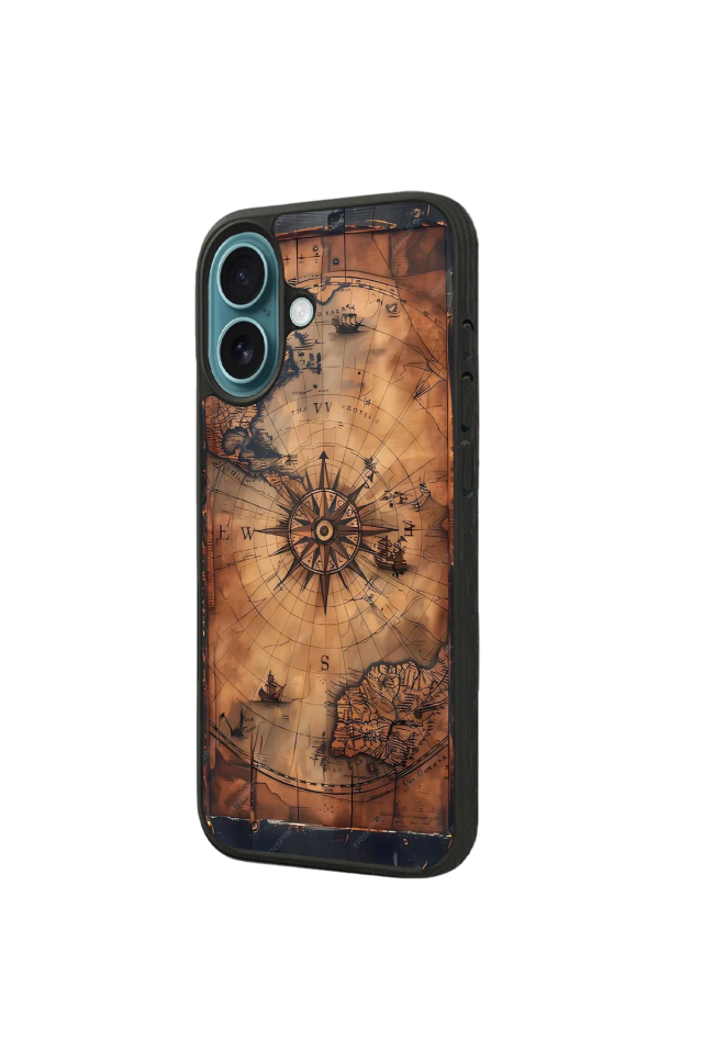 iPhone 16 Plus Uyumlu Harita Tasarımlı Glossy Premium Kılıf