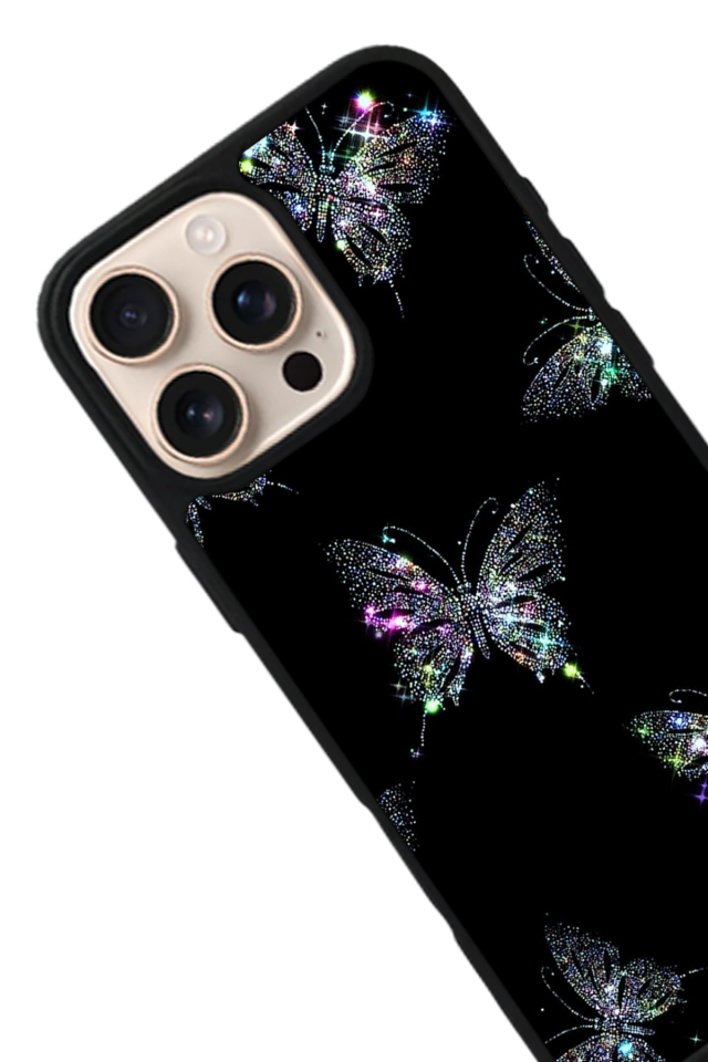 iPhone 15 Pro Uyumlu Kelebek Tasarımlı Glossy Premium Kılıf