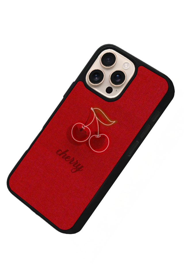 iPhone 16 Pro Uyumlu Kiraz Tasarımlı Glossy Premium Kılıf