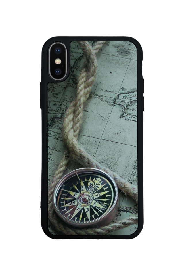 iPhone XS Max Uyumlu Pusula Tasarımlı Glossy Premium Kılıf