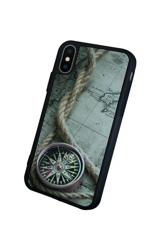iPhone XS Max Uyumlu Pusula Tasarımlı Glossy Premium Kılıf