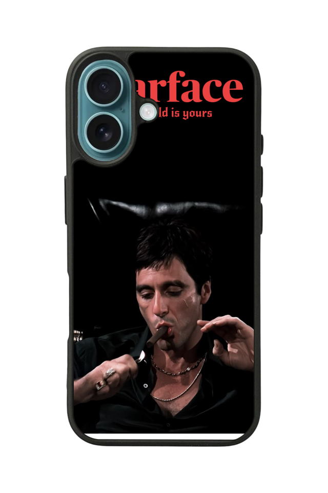 iPhone 16 Plus Uyumlu Scarface Tasarımlı Glossy Premium Kılıf