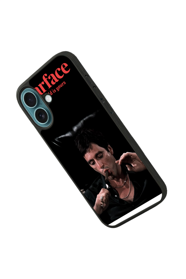 iPhone 16 Plus Uyumlu Scarface Tasarımlı Glossy Premium Kılıf